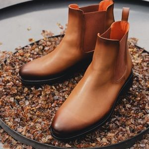 Camel Real Leather Chelsea Boots